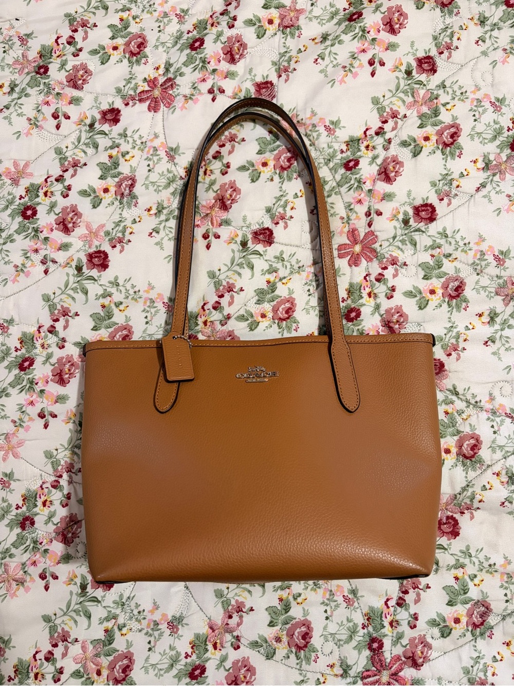 Coach Camel/Tan Leather Tote with Double Top Handles